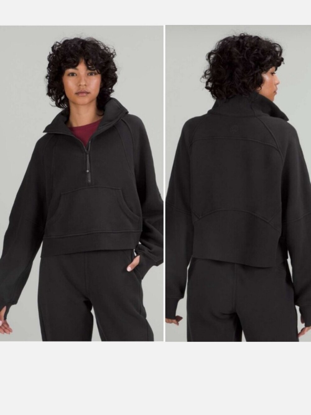 lululemon athletica Black Half-Zip Funnel Neck Pullover Sweater